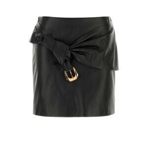 Versace Women Black Leather Mini Skirt